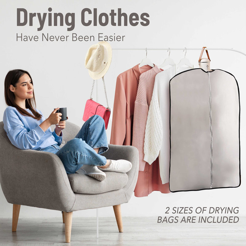 Compact White Electric Portable Dryer with Foldable Drying Rack