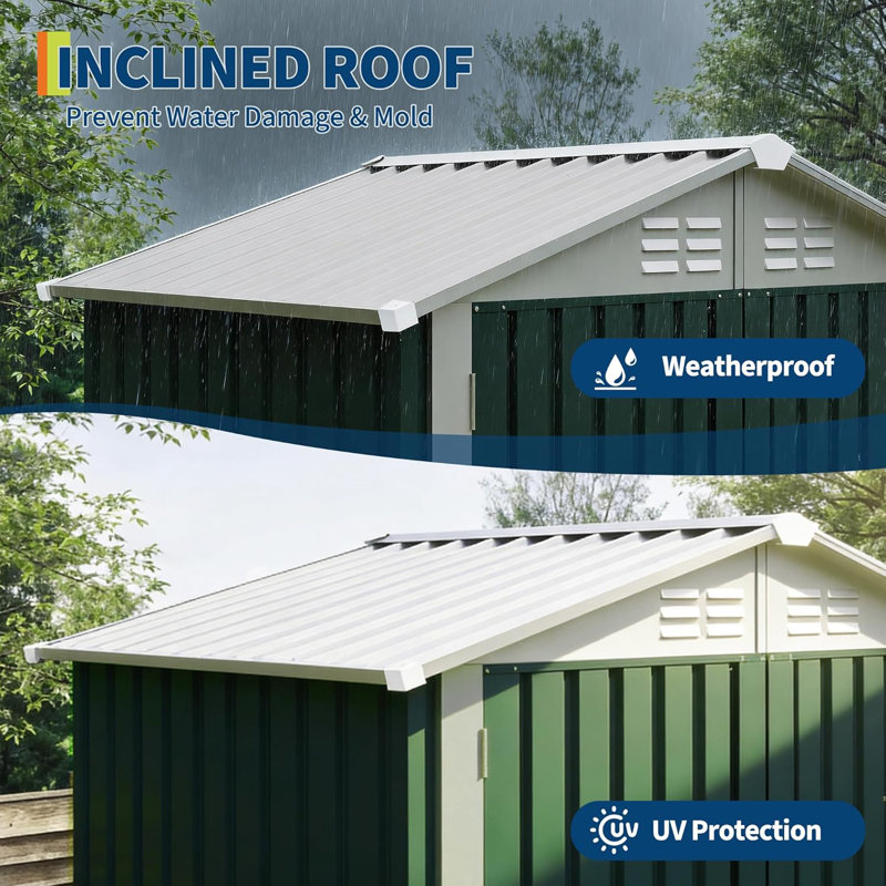 6x4 Ft Outdoor Garden Tool Storage Shed With Sloping Roof Double Lockable Door Panel Protection For Backyard Garden Patio And Lawn