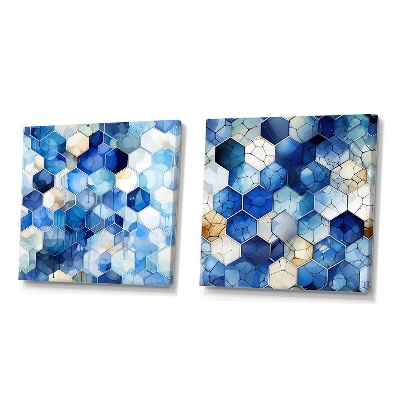 Chonita - Abstract Shapes Square Collage Set Of 2, 30" H x 61" W, Wrapped Canvas