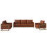 3-Piece Sofa Set Upholstered In Leather With Gold Stainless Steel Base Celaeno Collection