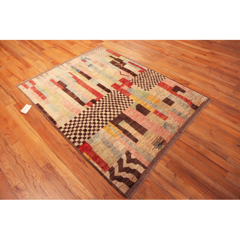 Nazmiyal Collection Contemporary Abstract Colourful Rug 5ft 1in X 6ft 7in