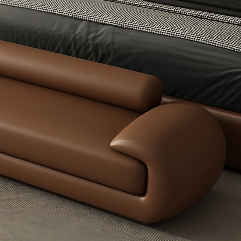 Laricka Leather Match Upholstered Bench, Brown