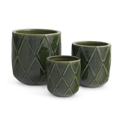 Triade Earthenware Reactive Glaze Pots in Green