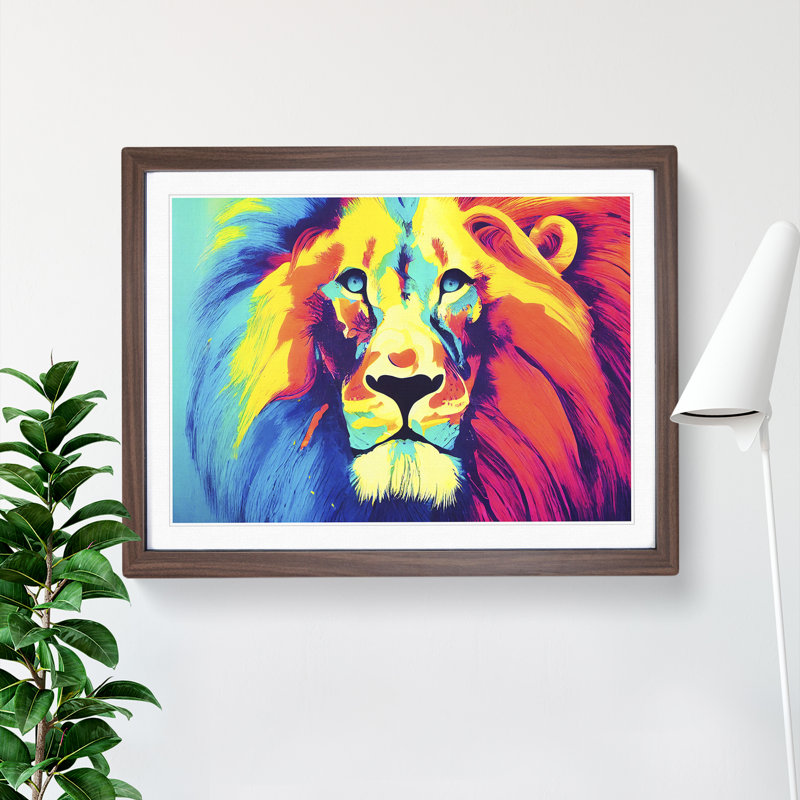 Splashed Lion Vol.2 Abstract - Framed Print, Walnut Framed, 46cm H x 64cm W x 2cm D