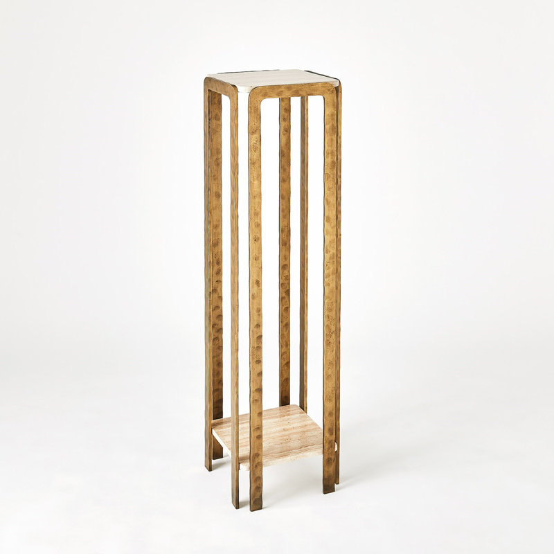 Piédestal Kraft - bronze clair avec travertin