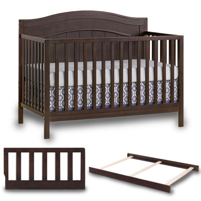 Oxford Baby Nolan 3 Piece Nursery Set Includes 4 In 1 Convertible Crib, Toddler Guard Rail, And Full Bed Conversion Kit (espresso)