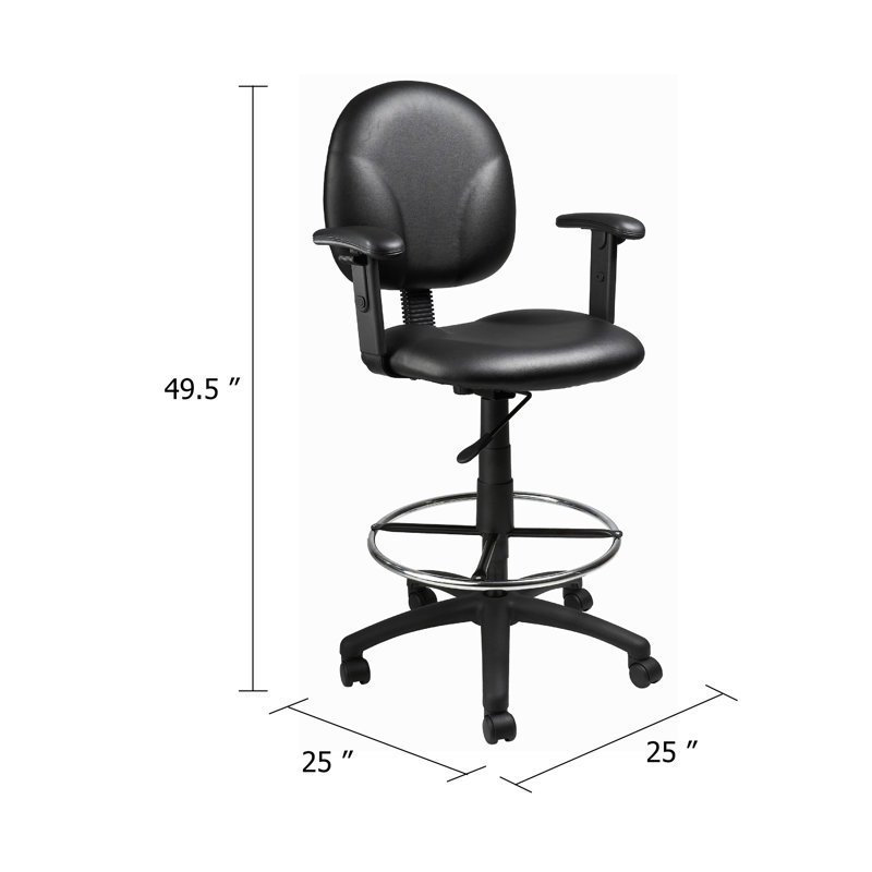 Tabouret Zem avec accoudoirs réglables et repose-pieds chromé