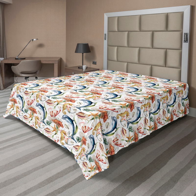 Multicolore Ambesonne, Drap plat pour très grand lit californien