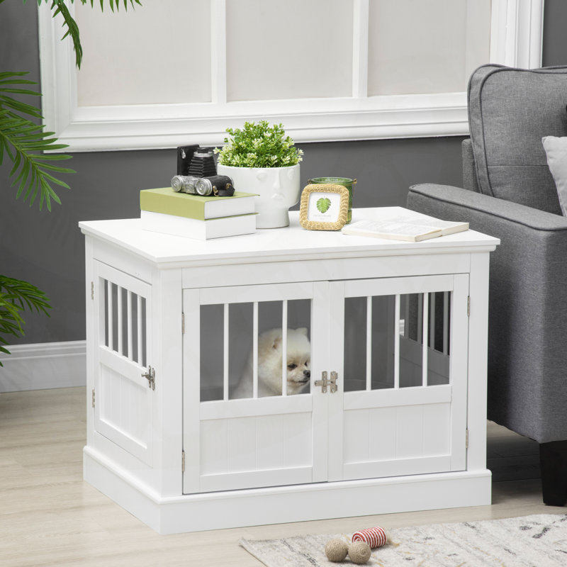 Versatile Wooden Dog Crate End Table with Multiple Doors for Small Dogs