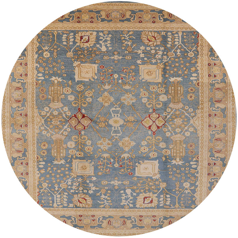 Tapis 10027 de style Mid-Century 100% lavable à la machine, Rond 4 pi
