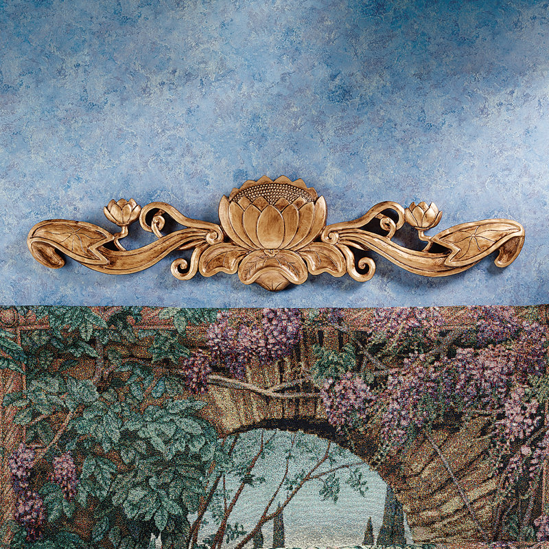 De Velde Water Lily Pediment Wall Sculpture