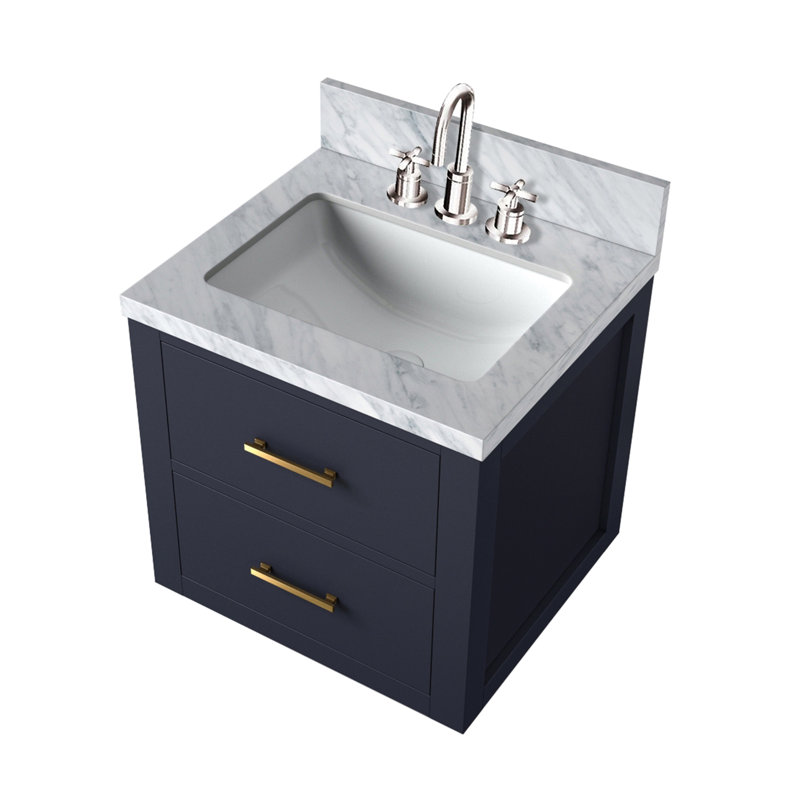 Meuble-lavabo bleu l 20 po x P 18 po - Cadre et robinet en acrylique à fermeture en douceur en bois massif avec contreplaqué pour baignoire, meuble-lavabo, lavabo de douche, lavabo, luminaire