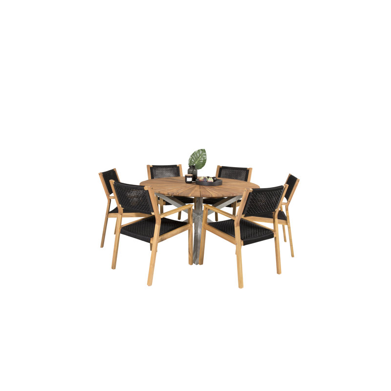Orion 6 - Person Acacia Patio Dining Set with Round Table