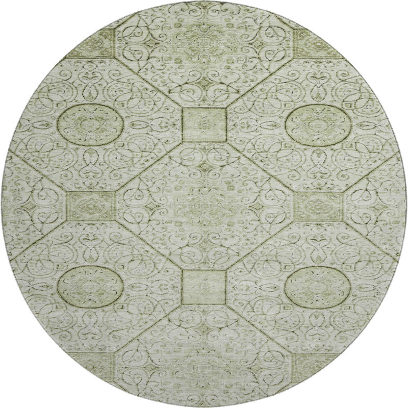Premium Machine Washable Bucz AMF1748 Geometric Rug, Round 8'