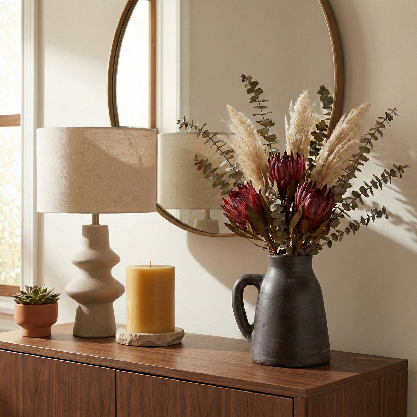 Anasta Handmade Terracotta Table Vase, Overall Height - 8.5", Dark Brown