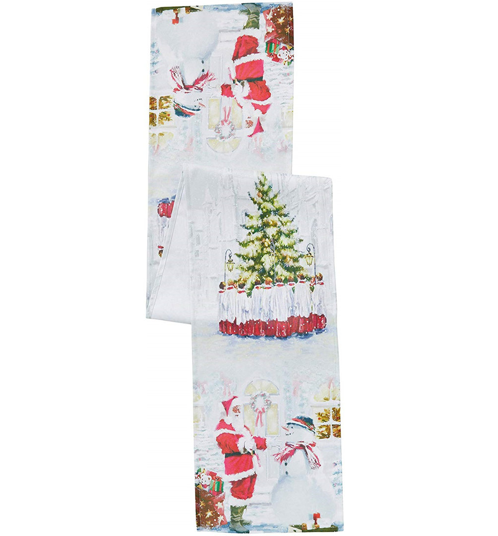 Ladue Christmas Snowed Man Polyester Super Soft Feel Faux Suede Fabric Digital Print Cowboy Snowman Table Runner The Holiday Aisle® 