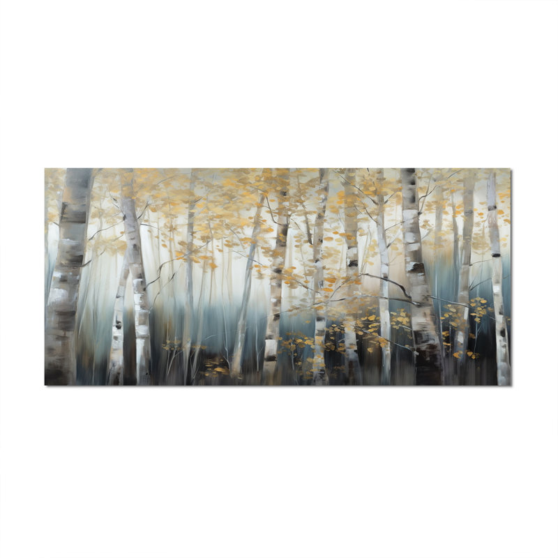 Ruwen Birch Tree Dense Forest V - reproduction d'art sur toile encadrée, H 28 po x l 60 po x P 1,5 po, Toile tendue