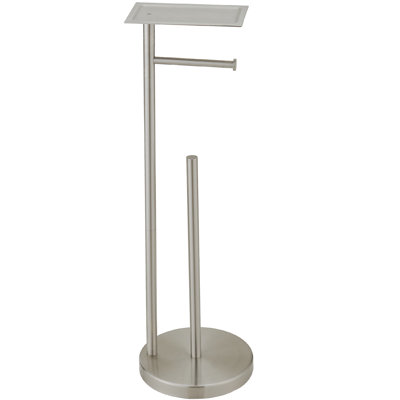 Bathroom Free Standing Toilet Paper Holder with Heavy Weighted Base, Anti-Tip Stable Design & Anti-Scratch Non-Slip Floor Pad