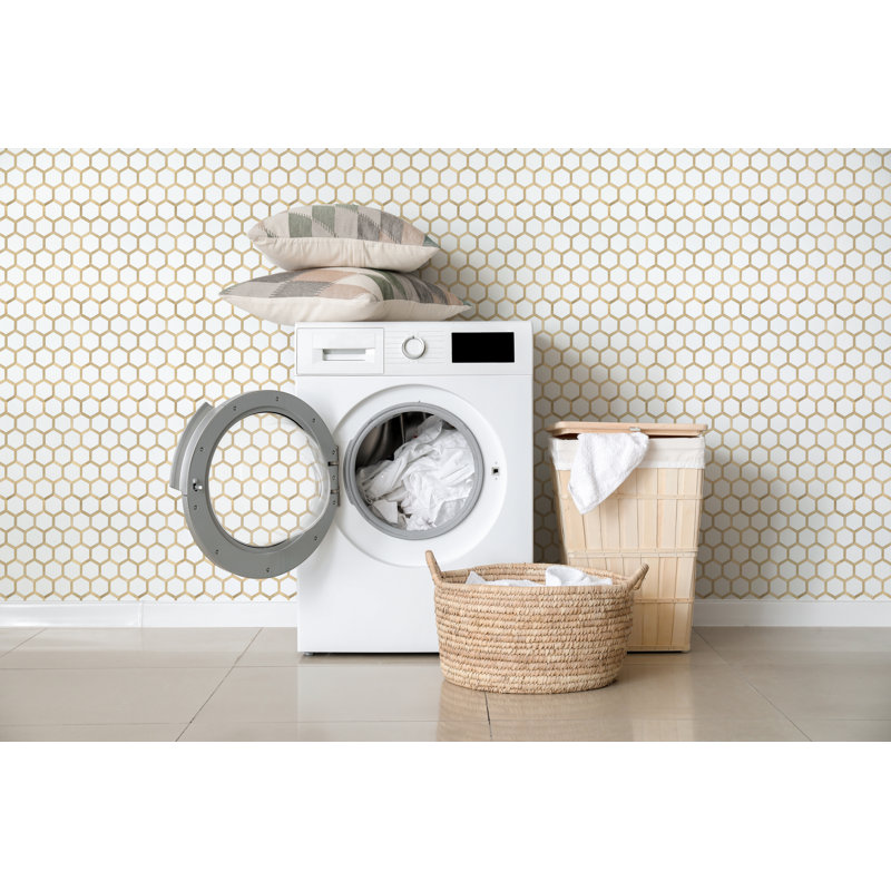 L 11,9 po x L 11,9 po Peler et coller, Pure White with Gold