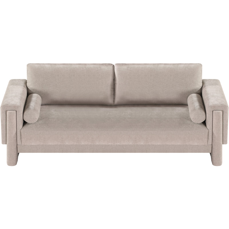 Canapé à accoudoirs carrés 89 po conforme à la norme CAL117 d'Ivanio, Tissu chenille beige