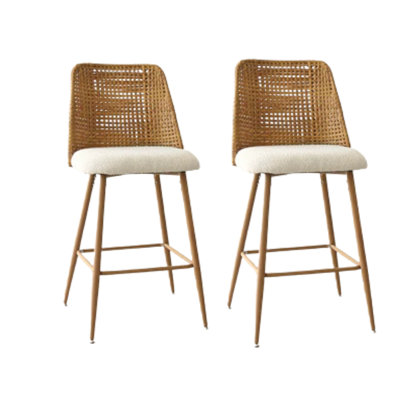 Tabouret de bar 27 po de hauteur avec dossier en rotin PE 2PC