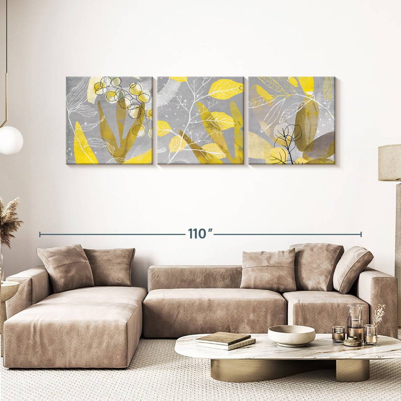 Plantes jaunes, reproduction sur toile, H 30 po x l 92 po x P 1,25 po