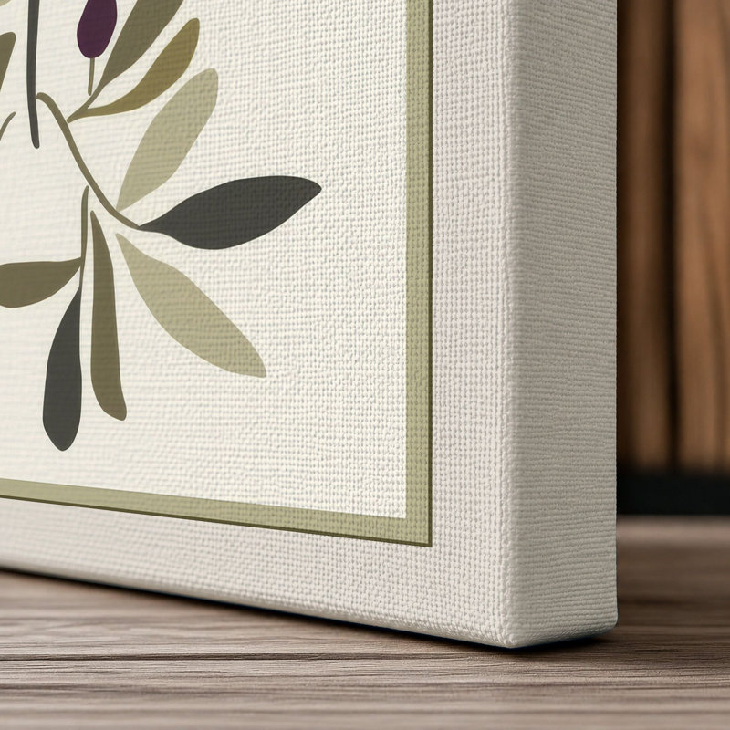 Olive Branches Study Botanical - Wrapped Canvas, 24x16 - 61.0 x 40.6 cm, Cream Border