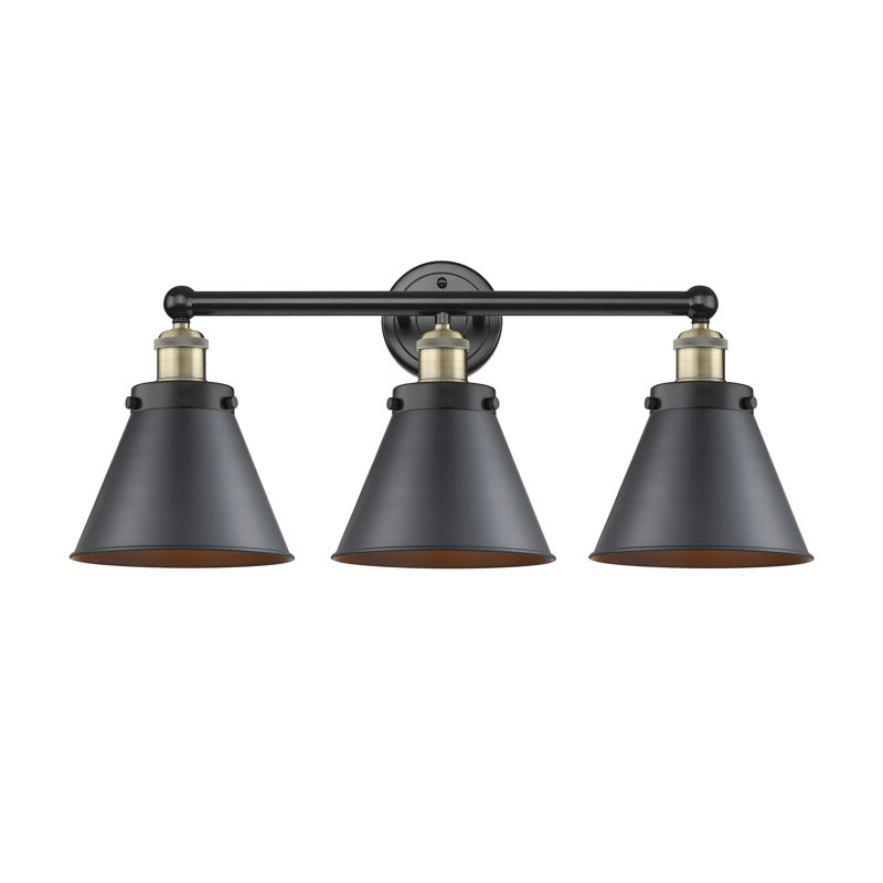 Stengel 3 - Light Dimmable Vanity Light, Matte Black, Black Antique Brass
