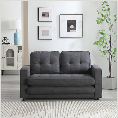 Canapé à 3 volets, canapé-lit futon convertible, causeuse peu encombrante, canapé-lit escamotable pour le salon, tissu en velours de lin