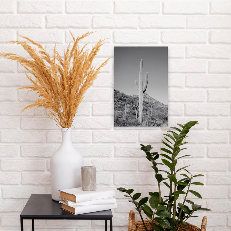 «Saguaro Desert Landscape Abstract Contemporary Cactus Plant Succulent Landscape Mountain», reproduction d'art mural