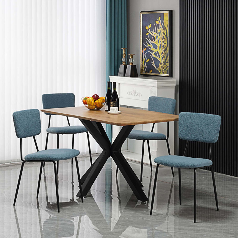 Chaise de salle à manger rembourrée Otelia, Bleu, Ensemble 4 pièces