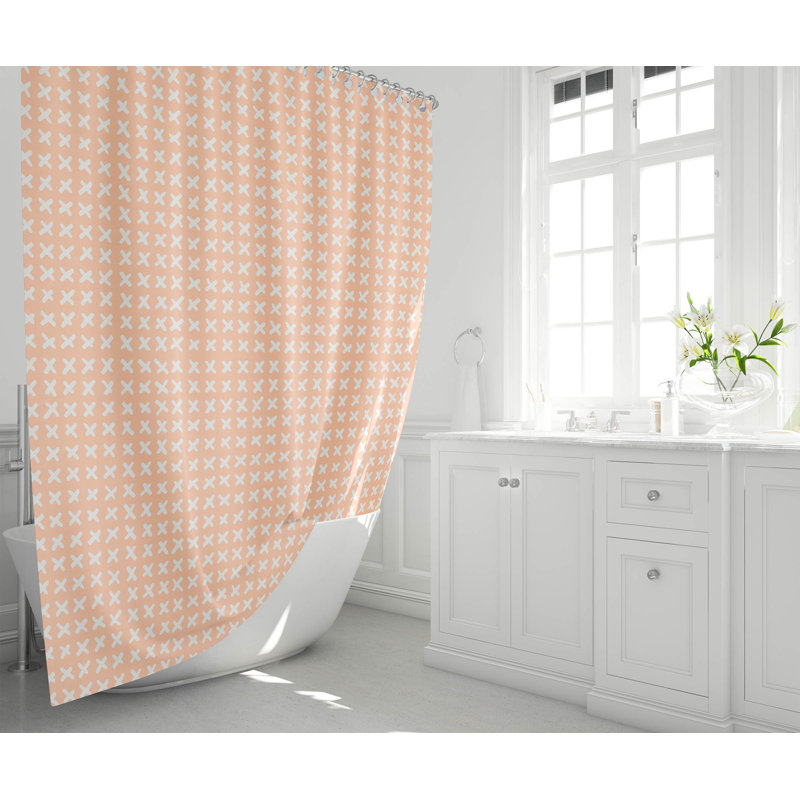 Cross Ultra-Thin Lightweight Shower Curtain, Orange/Peach