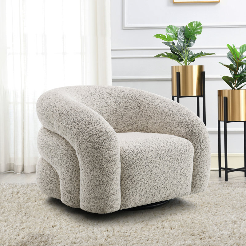Fauteuil bouclé gris Irma avec pivot