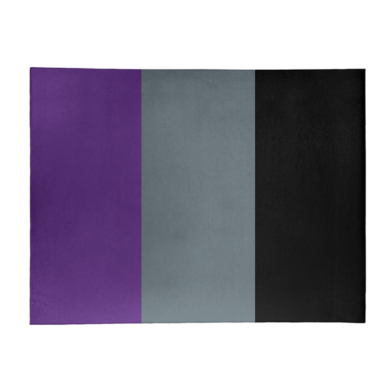 Tapis à rayures mauve/gris ardoise/noir, Rectangle 5 pi x 7 pi