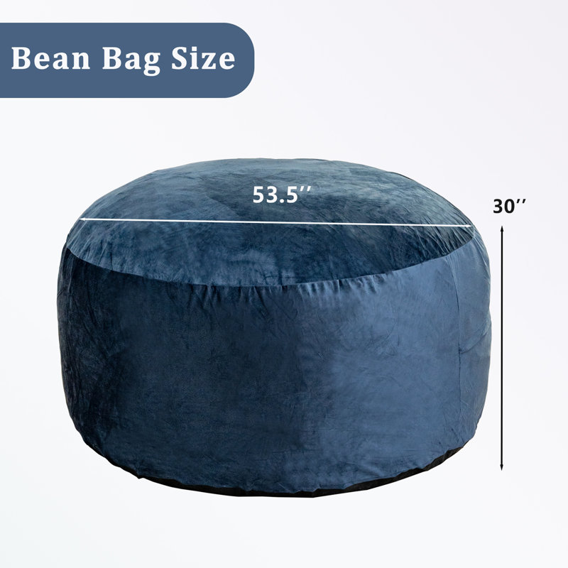 Fauteuil à billes avec accoudoirs en velours, Bleu très foncé