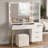 Wide Makeup Vanity , Makeup Desk With Mirror, Vanity Desk With 5 Drawers, Mirror Glass Top Vanity Table For Bedroom