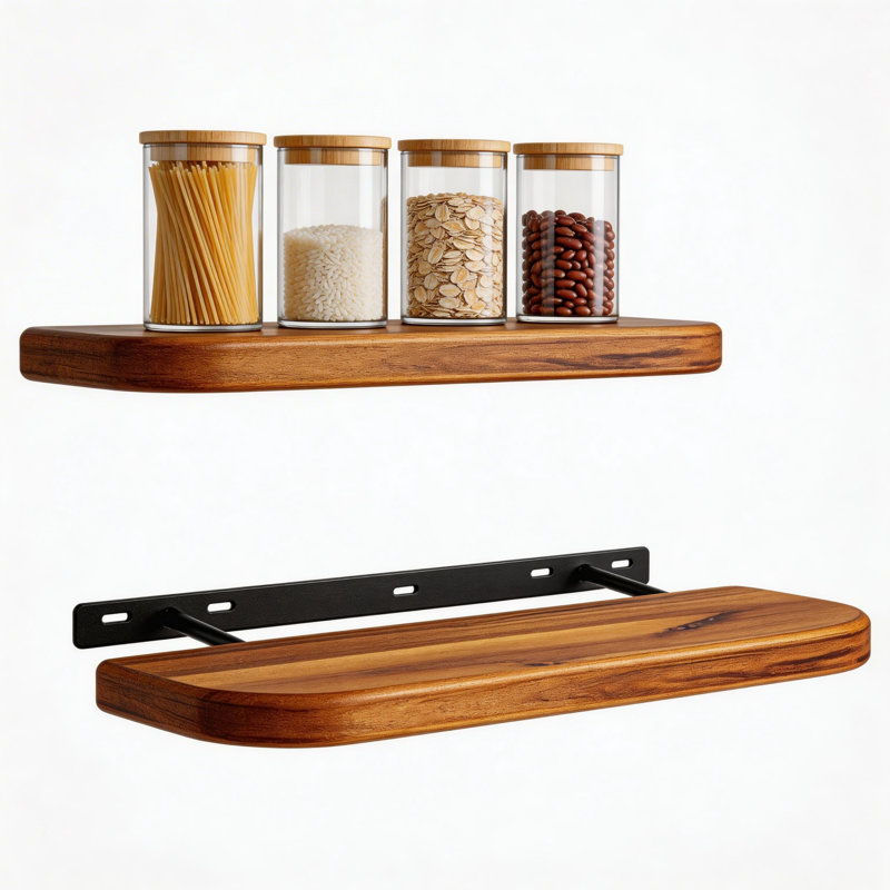 Tablette flottante rustique en bois d'acacia