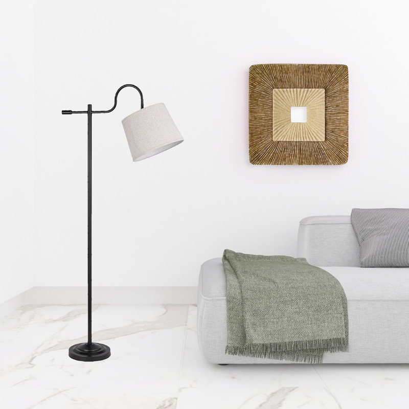 Lampe sur pied de forme traditionnelle 63 po en bronze réglable avec abat-jour carré gris