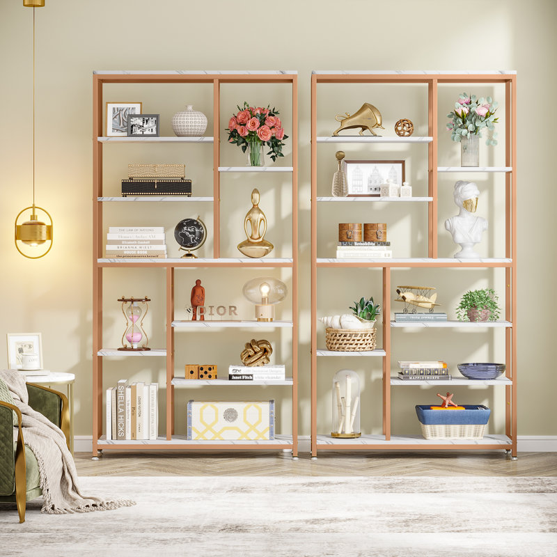 Étagère à livres H 79 "x l 39" Grizel, Doré / Blanc