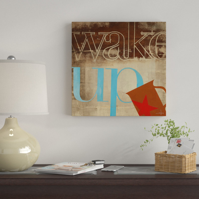 « wake up », art textuel sur toile, H 12 po x l 12 po x P 1,5 po, Pas de tapis, Toile tendue