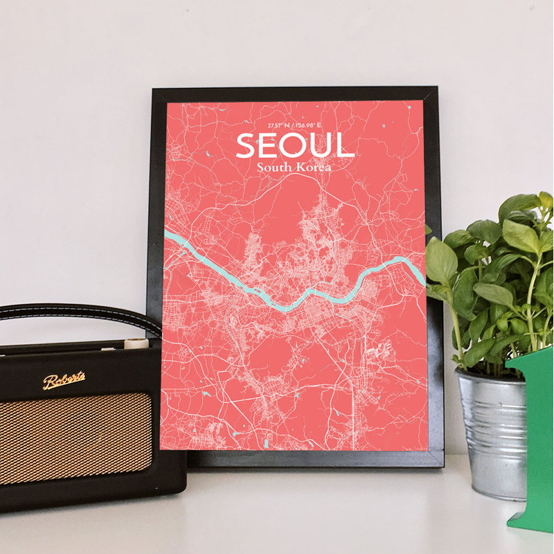 Seoul City Map - No Frame Print, 43.2cm H x 27.9cm W x 0.1cm D