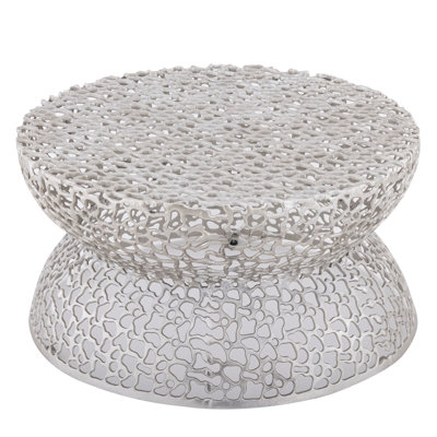 Modern Style 32" Coffee Table Made With Aluminum Metal In Silver