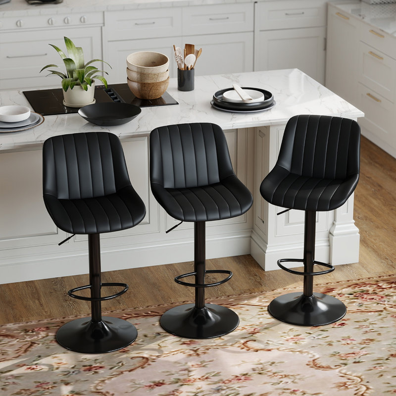 Moniq Swivel Adjustable Height Bar Stool, 3, Black