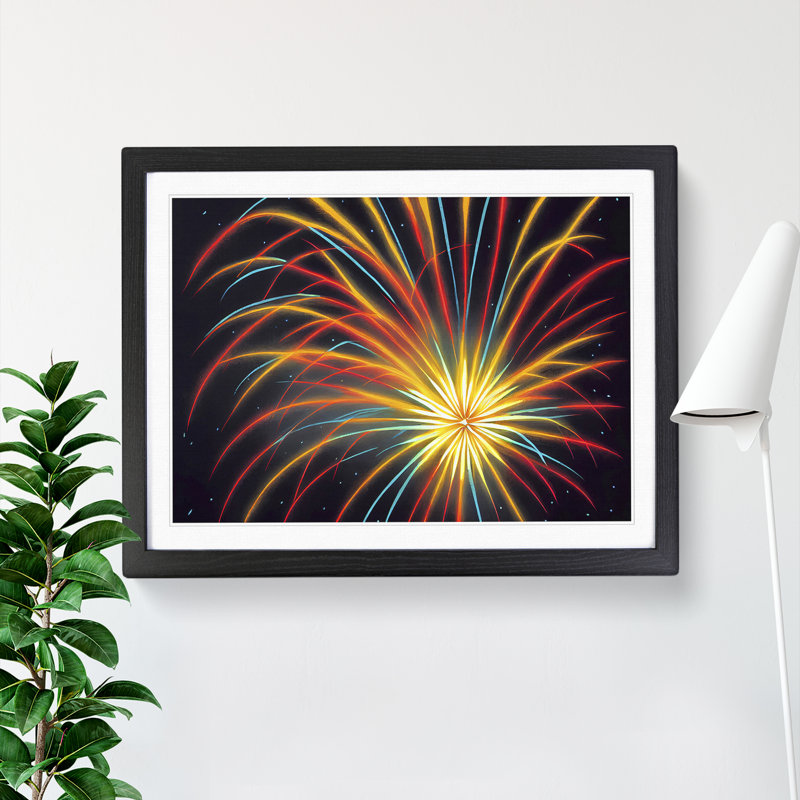 Imaginative Fireworks - Single Picture Frame Print, Black, 46cm H x 64cm W x 2cm D