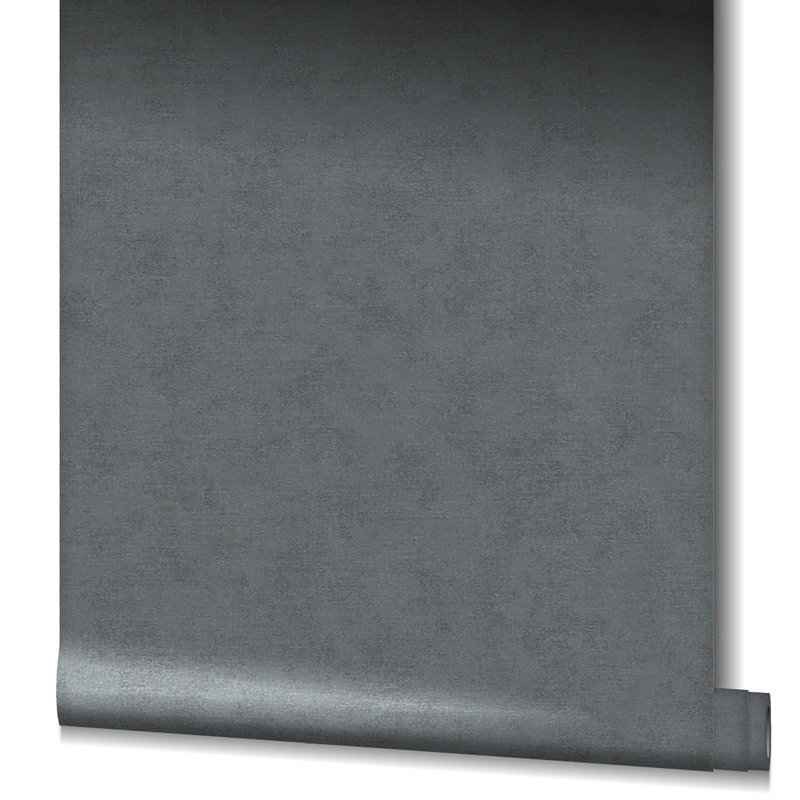 Flora Collection Shimmery Plain Wallpaper Roll, Black