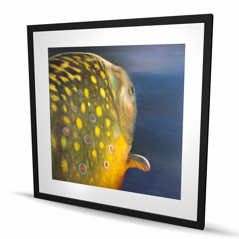 Impression de poisson truite dorée - décor rustique mat, H 36 po x l 36 po, Noir
