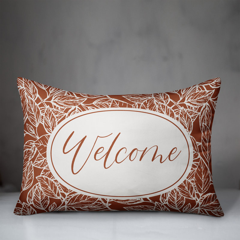 Housse de coussin rectangulaire d'extérieur Welcome Leaf, Orange