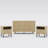 3-Piece Bedroom Set, 47 Inch Rattan 6 Drawer Dresser & Nightstand Set of 2