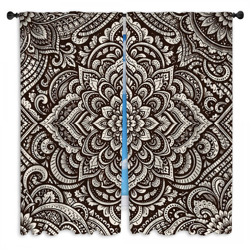 Rideaux de fenêtre complexes à motif de mandala obscurcissant et obscurcissant - 2 panneaux, 20 po x 80 po - 2 panneaux