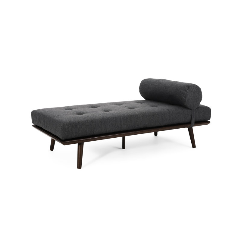 Chaise longue en tissu gris anthracite d'inspiration Mid-Century, Gray Fabric